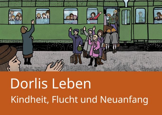 Logobild mit Aufschrift: "Dorlis Leben. Kindheit, Flucht und Neuanfang"