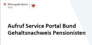 Einstieg Service Portal Bund - Pensionisten