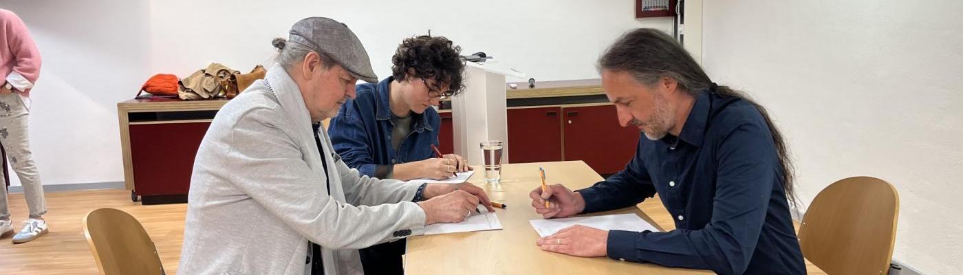 Greta Maria Pichler, Wolfgang Nöckler und Josef Oberhollenzer an der HAK Wörgl