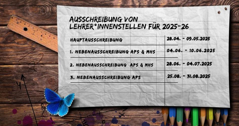 Ausschreibung Lehrer*innenstellen 2025/26